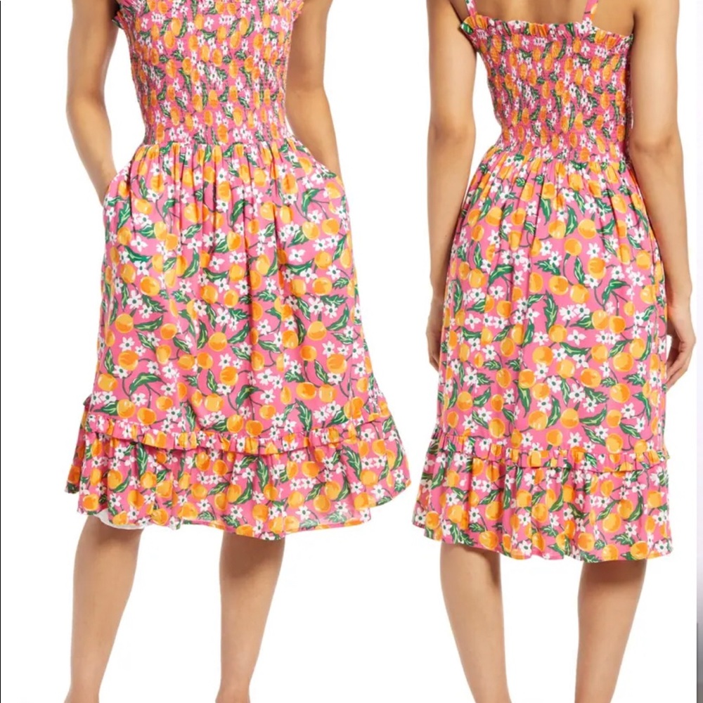 EUC Draper James Orange Blossom Smocked Sundress XL